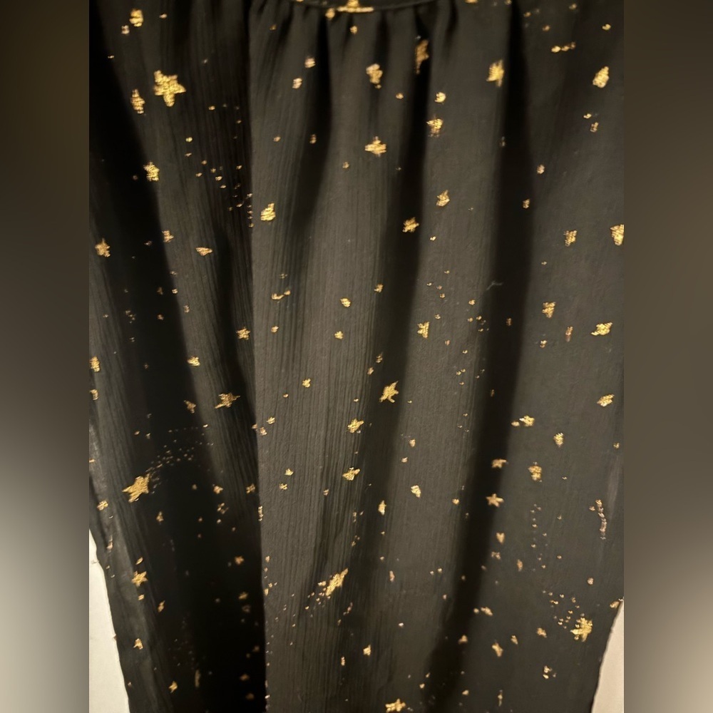 Kids Black Dress with Gold Star Pattern - Picture 2 of 3